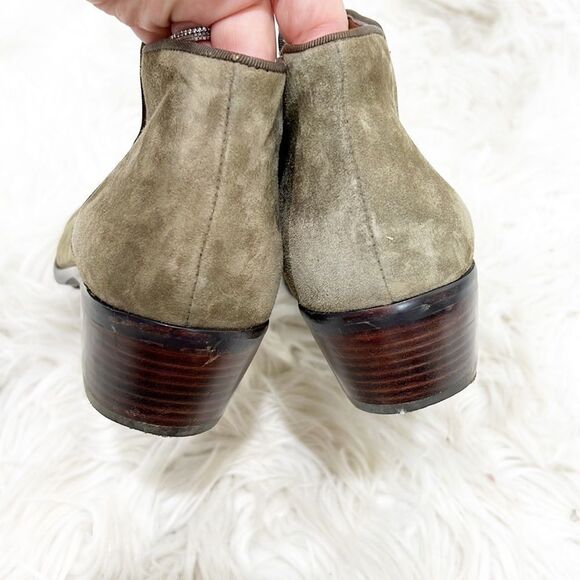 Sam Edelman Womens Size 9.5 Suede Olive Green Petty Ankle Zip Booties Leather - Picture 6 of 16